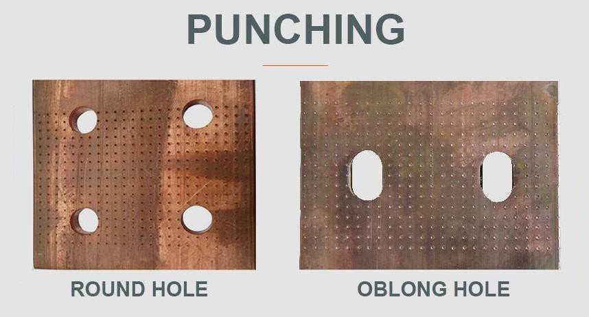 Punching round and oblong holes on copper busbar
